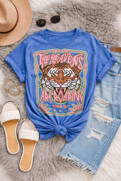 Comfort Colors The Heavens Are Roaring Shirt, Retro Christian Tee, The Heavens Are Roaring Christian Apparel Tee Bible Verse Christian Woman