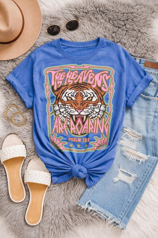 Comfort Colors The Heavens Are Roaring Shirt, Retro Christian Tee, The Heavens Are Roaring Christian Apparel Tee Bible Verse Christian Woman