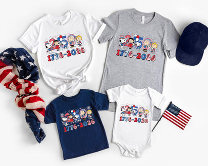 Snoopy 250th Anniversary Shirt, Peanuts Patriotic Tee, USA 250 Shirt 2026, Fourth of July Snoopy Shirt, Independence Day Graphic Tee