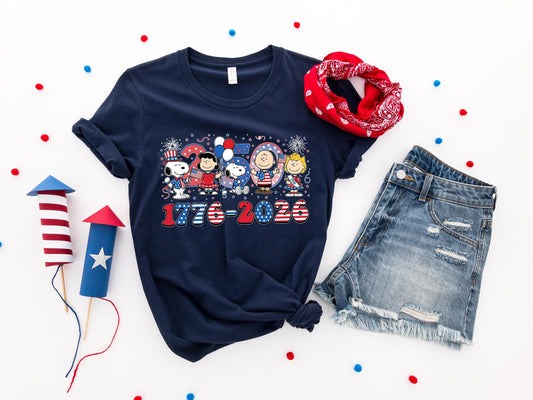 Snoopy 250th Anniversary Shirt, Peanuts Patriotic Tee, USA 250 Shirt 2026, Fourth of July Snoopy Shirt, Independence Day Graphic Tee