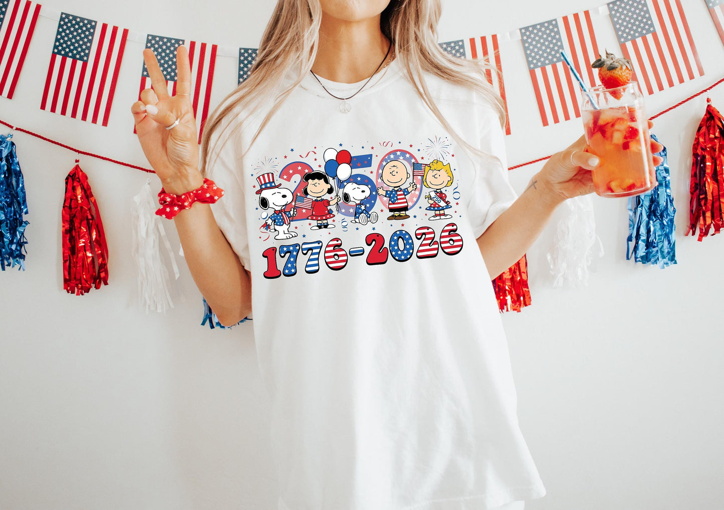 Snoopy 250th Anniversary Shirt, Peanuts Patriotic Tee, USA 250 Shirt 2026, Fourth of July Snoopy Shirt, Independence Day Graphic Tee