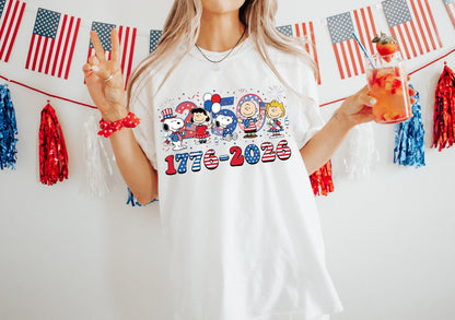 Snoopy 250th Anniversary Shirt, Peanuts Patriotic Tee, USA 250 Shirt 2026, Fourth of July Snoopy Shirt, Independence Day Graphic Tee